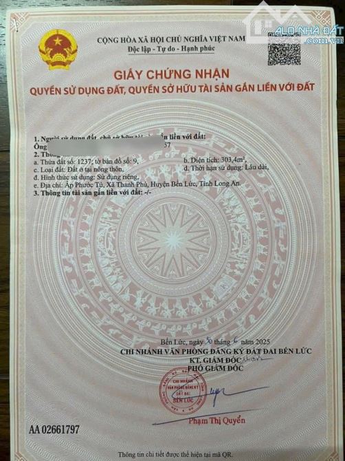300m2 thổ cư Mặt tiền Nguyễn văn Nhâm thị trấn Bến Lức Long An đã san lấp - 2