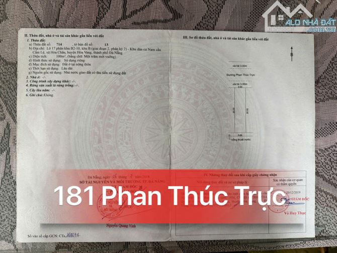 Bán đất đường Phan Thúc Trực, KDC nam cầu Cẩm Lệ - Đối diện Trường Học - Giá 3.78 tỉ TL - 3