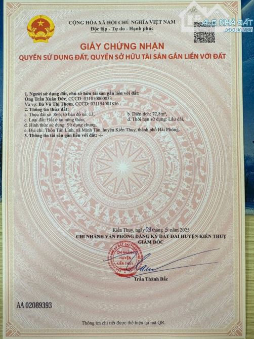 72,8m2 đất Tân Linh, Minh Tân, Kiến Thụy gần Ga Nam Hải Phòng - 4