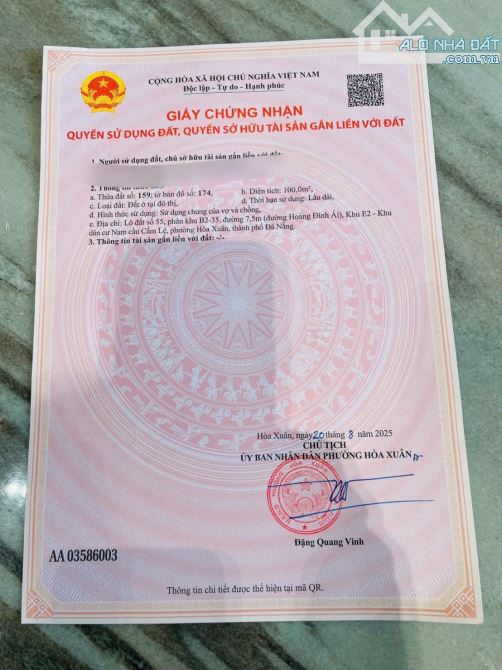 Chính chủ gởi bán lô đất đẹp đường 7,5m Hoàng Đình Ái - Hòa Xuân - Hướng Tây, sạch đẹp - 6
