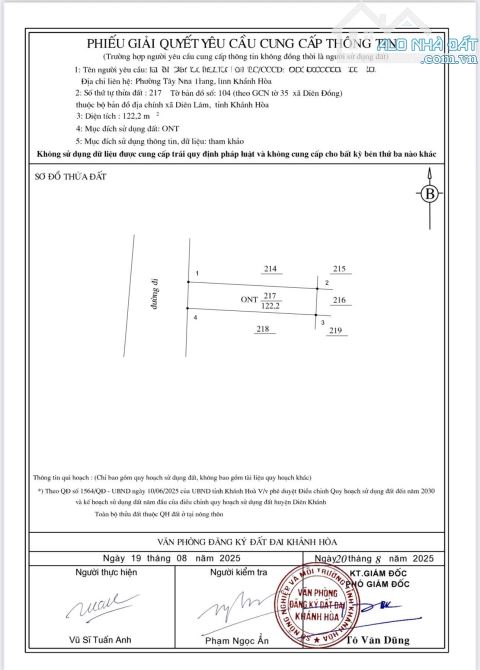 Bán đất Diên Đồng giá rẻ full thổ cư ngay trung tâm khu dân cư thôn 1 - 9