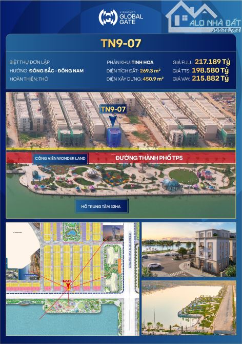 Đơn lập Vinhome Cổ Loa TN9-07 – Siêu phẩm đơn lập mặt công viên & hồ trung tâm 32ha