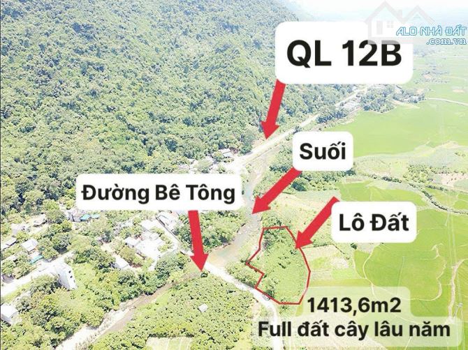 BÁN LÔ ĐẤT CỰC ĐẸP – BÁM SUỐI – GẦN QL 12B – KIM BÔI, HÒA BÌNH