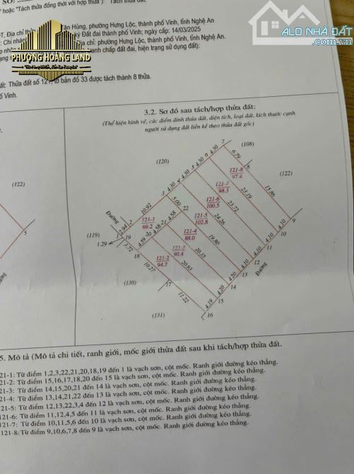 BÁN ĐẤT NGÕ ĐƯỜNG TÂN HÙNG HƯNG LỘC PHƯỜNG VINH LỘC 98,3m2-102,8m2 ĐÔNG NAM