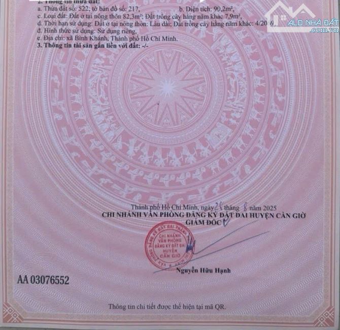 Bán lô đất đường xe hơi Nguyễn Công Bao, Tam Thôn Hiệp, Cần Giờ - 1