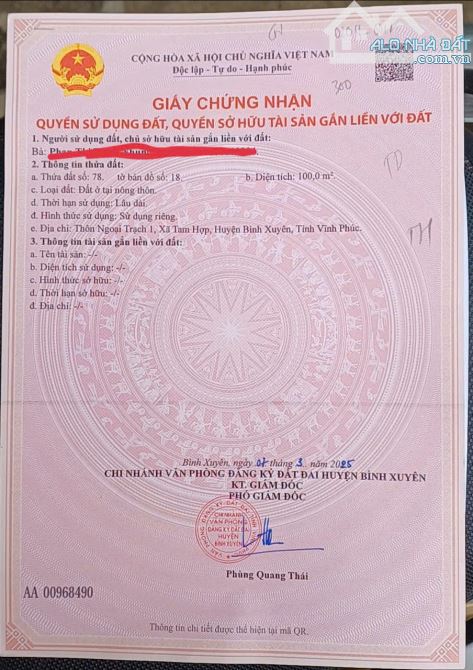 CC cần bán đất đấu giá khu 304 Ngoại Trạch - 1