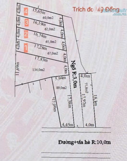 Trung tâm Mỹ Đồng - Phường Lê Ích Mộc - Thuỷ Nguyên bên em đang chào bán 4 lô F0 - 1