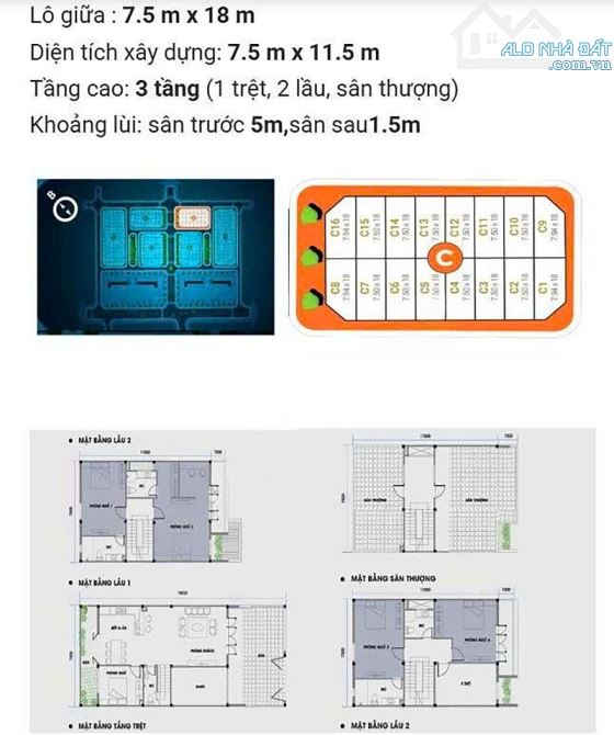 Bán nhà An Phú New City, khu C, DT 135m2 đất, 3 tầng + sân thượng, nhà thô - 1