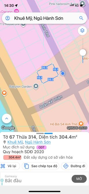 Bán lô đất Biệt thự đường Anh Thơ, Khu NVA, Khuê Mỹ, Ngũ Hành Sơn, Đà nẵng ✔️DT 300m2 - 1