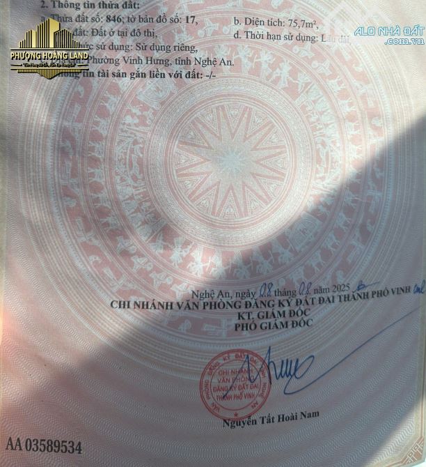 BÁN ĐẤT NGÕ ĐƯỜNG XUÂN LỘC – NGHI KIM (P. Vinh Hưng) 75,7m2 TÂY NAM - 1