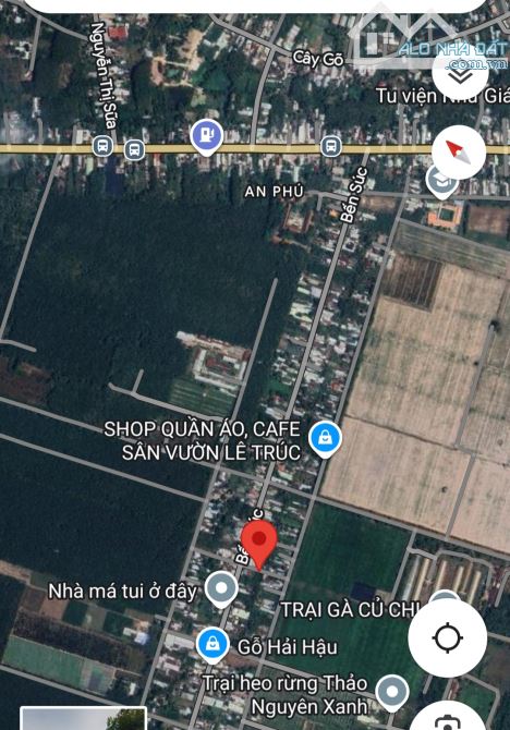Bán đất thổ cư 1 xẹt đường Bến Súc trung tâm xã An Phú Củ Chi TPHCM, DT: 5x14m. - 2