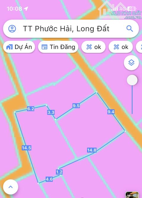 CÁCH BIỂN 30m-Lô 2 bờ kè Phước Hải-dt:200m2- ngang 9,6m-nở hậu 14m-có nhà kiêng cố đẹp - 5
