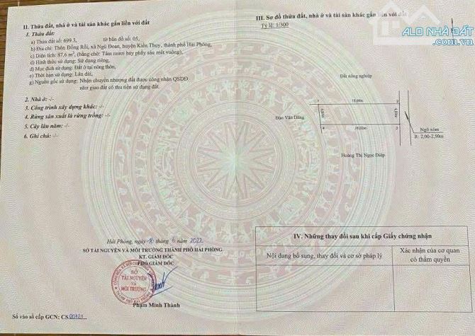 Bán Đất Ngũ Đoan - Kiến Thụy - Hải Phòng