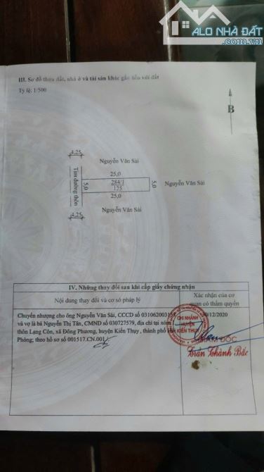 Bán lô đất 125m2 ngang 5m trục thôn Lạng Côn Đông Phương Kiến Thụy