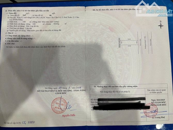 Bán đất mặt tiền Phan Khôi, gần Trường C1,C2 Hòa Xuân - Hướng Đông - Giá 4.4 tỉ tl