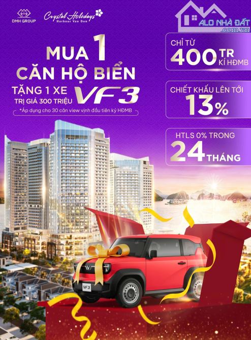 Tặng xe VF3 khi mua căn view biển Crystal Vân Đồn từ 2,3 tỷ