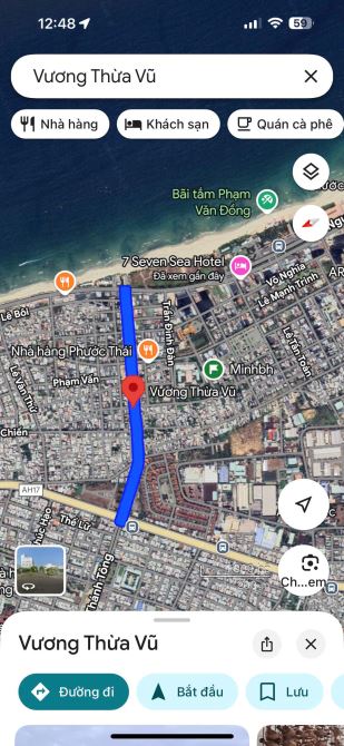 Bán lô đất biển đẹp 90m2 MT đường lớn Vương Thừa Vũ,  Gần Bãi tắm biển Công viên Cá Voi