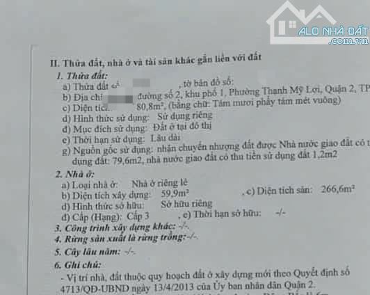 BÁN NHÀ 5 TẦNG GÓC 2 MẶT TIỀN, ĐƯỜNG SỐ 2, Phường THẠNH MỸ LỢI, QUẬN 2 ngang 10m tlcc