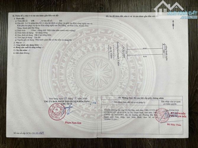 📌📌📌LÀM VIỆC TRỰC TIẾP GIÁ TỐT !!!  Bán lô đất khu công nghệ cao , xã Hòa Liên - 1