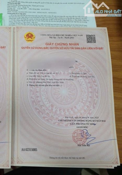 Bán lô 51.5 m tại Hương Mạc , Từ Sơn, giá 1.860 ti - 2