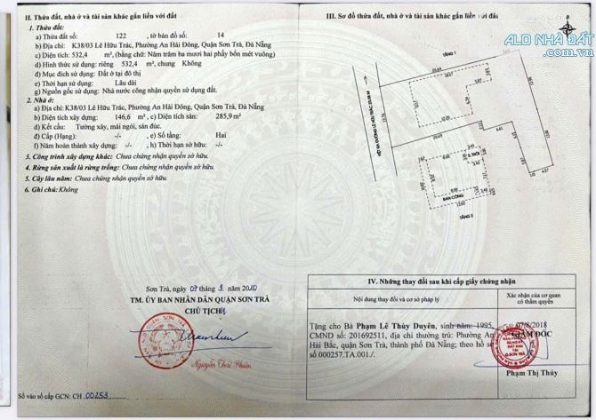 Bán lô đất 532m2 (ngang 14mx32) nở hậu đường kiệt oto nhựa 5m Lê Hữu Trác - 4