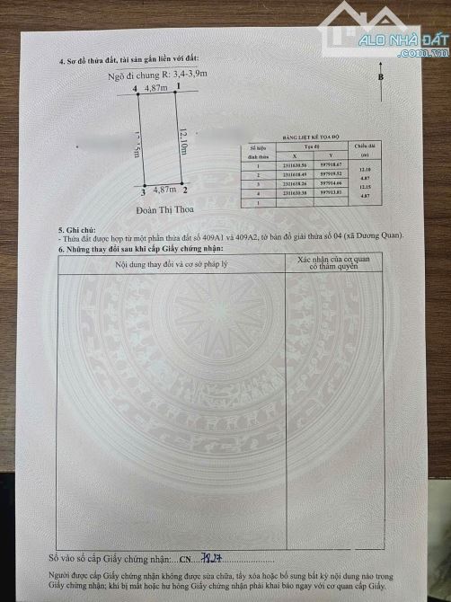 Siêu rẻ lô đất 59m ngay tđc Áp Tràn ngõ ô tô giá chỉ nhô 2 tỷ