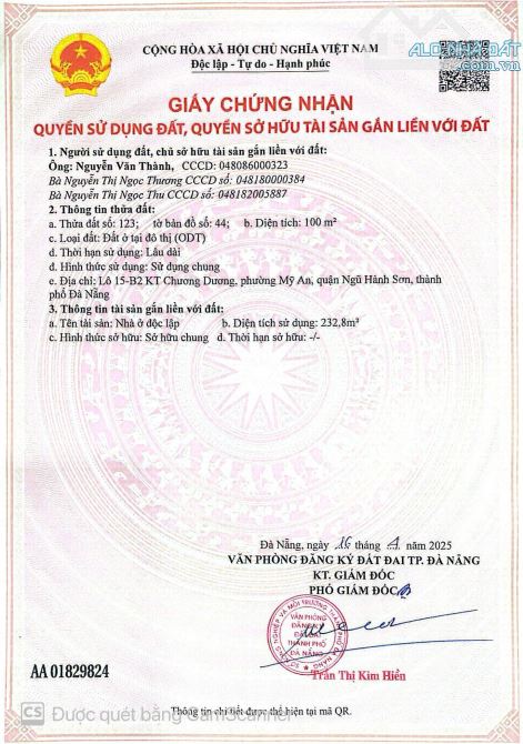 🔥 BÁN CẶP NHÀ ĐẤT MẶT TIỀN CHƯƠNG DƯƠNG – MỸ AN – NGŨ HÀNH SƠN – ĐÀ NẴNG 🔥
