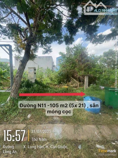 105M2 ĐẤT DÂN CƯ HIỆN HỮU NAM SÀI GÒN -LONG HẬU-ĐƯỜNG N11 GIÁ 2T950 TL