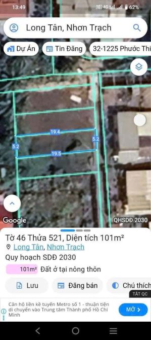 Chủ kẹt tiền gửi bán lô đất Long tân xã nhơn trạch Đồng nai đường bê tông ô tô vivu