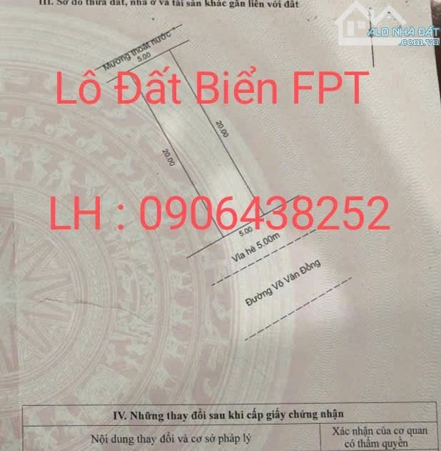 Cần bán gấp LÔ ĐẤT BIỂN ở Đường Võ Văn Đồng khu vực FPT