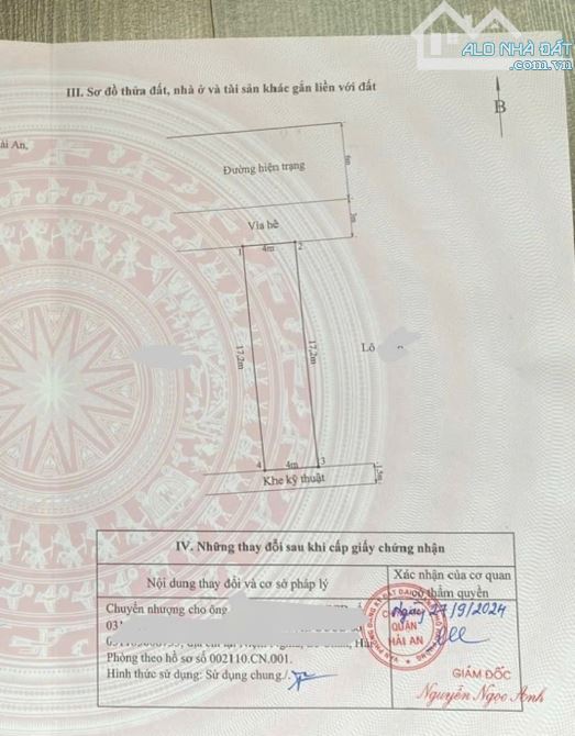 Cần chuyển nhượng lô đất TĐC ĐẰNG LÂM 2 - HẢI AN . Diện tích 68.8m ( 4x 17.2) hướng bắc