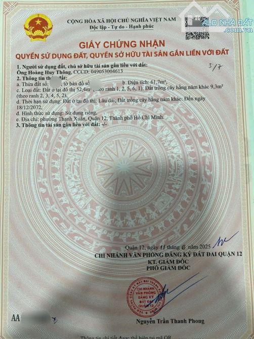 SIÊU PHẨM CẶP ĐẤT ĐẸP (4X15.5) MẶT TIỀN THẠNH XUÂN 38, Q12