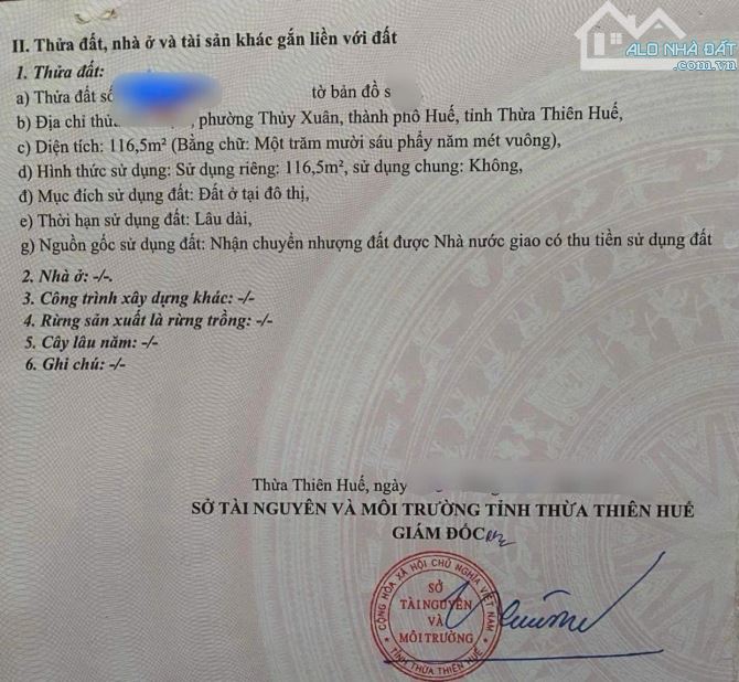 Bán mặt tiền đường Sơn Xuyên - KQH Bàu Vá - Thuỷ xuân - TP Huế - 1