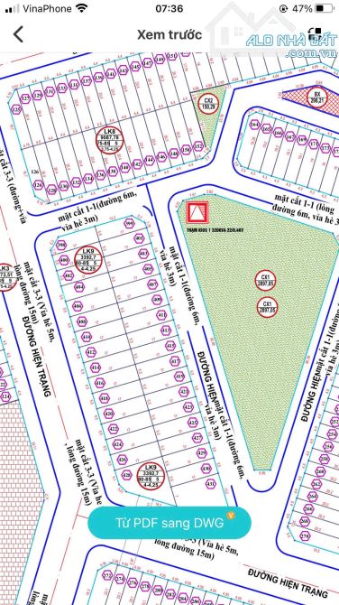 CẦN CHUYỂN NHƯỢNG LÔ ĐẤT TĐC QUÂN KHU 3 Hải an . Diện tích 93.5m ngang 5.5m hướng đông bắc - 1