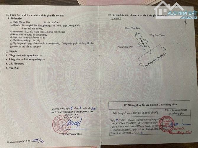 Bán lô đất trục chính Tân Thành, Dương Kinh, Hải Phòng. ngay gần chợ dắt giá đầu tư - 1