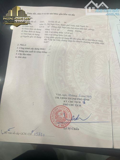BÁN ĐẤT XÓM 11 – NGHI KIM PHƯỜNG VINH HƯNG 125m2 TÂY NAM ĐƯỜNG 6m - 1