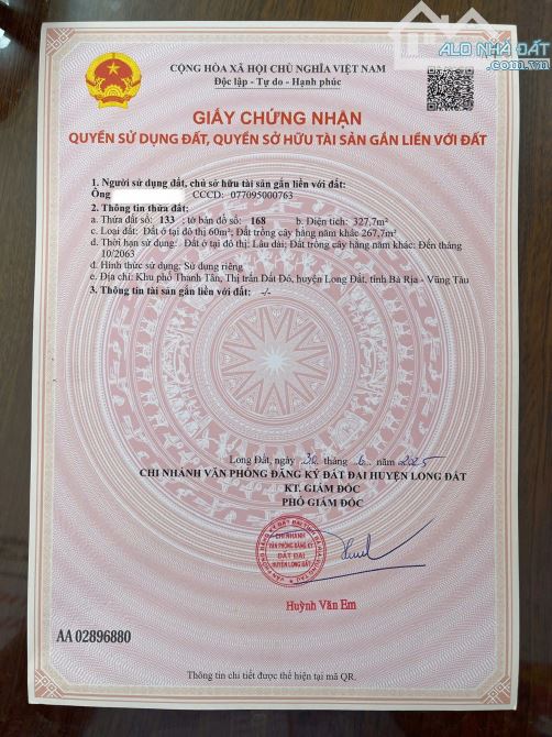 Mặt tiền Tạ Văn Sáu - Đường quy hoạch số 2 - TT Đất Đỏ-   Chủ hạ giá siêu tốt - 2
