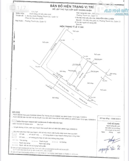 QUẬN 12, ĐẤT THỔ CƯ THẠNH LỘC 48 NGAY SÔNG SÀI GÒN DT 5x26m - 2