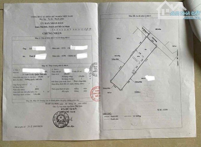 NHÀ LINH XUÂN- THỦ ĐỨC- 150M2 - GIÁ 5.1TỶ. 6 x 25 - FULL THỔ - CẤP PHÉP CAO TẦNG.  + VỊ TR - 3