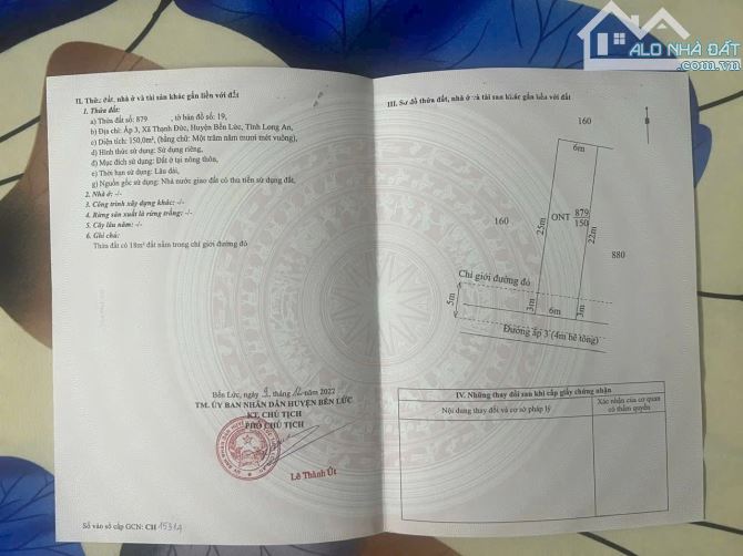 150m2 Thổ cư Thạnh Đức Bến Lức ngang 6m đường xe tải bao san lấp - 3