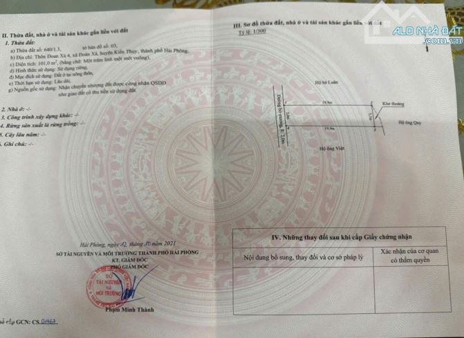 Bán đất Đoàn Xá - Kiến Thụy - Hải Phòng
