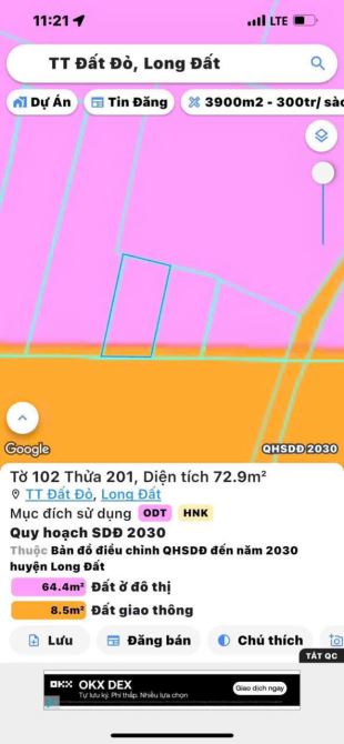 Mặt tiền Tạ Văn Sáu - Đường quy hoạch số 2 - TT Đất Đỏ. 💰1 tỷ 220