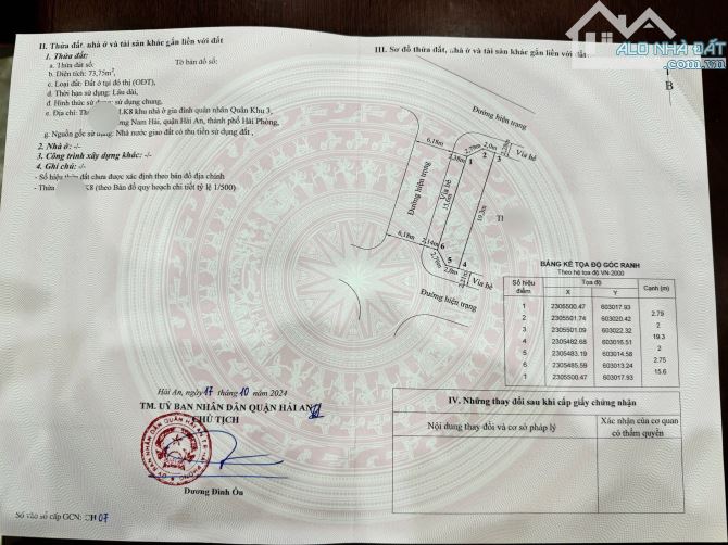 CẦN BÁN LÔ ĐẤT TĐC QUÂN KHU 3 - Nam hải - hải an . Diện tích 73.75m