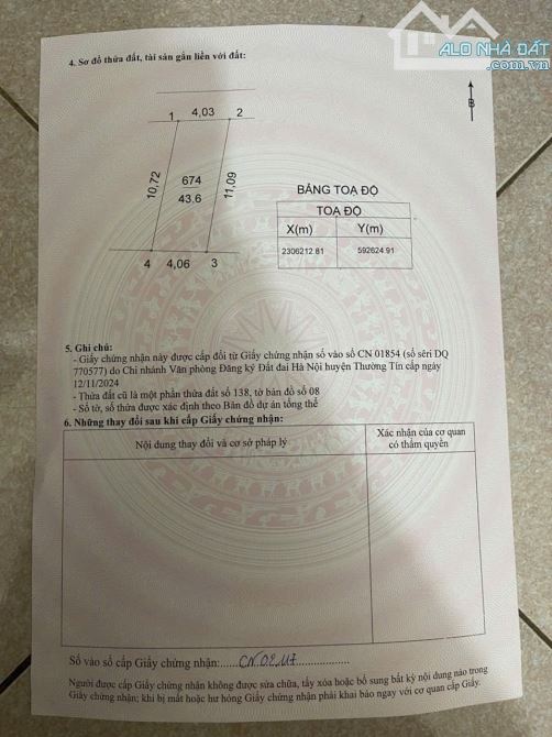 chủ cần bán 43,6m đất tại Chương Dương, Thường Tín giá 1ty880