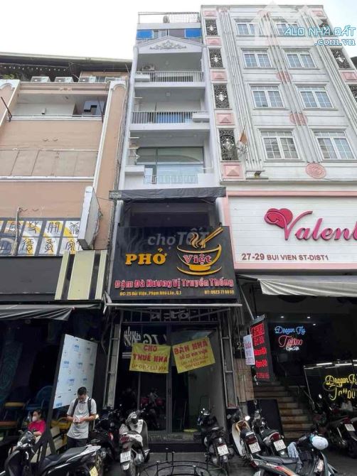 CHO THUÊ NHÀ MẶT TIỀN 25 BÙI VIỆN Q1, DIỆN TÍCH: 4x15M, TRỆT 5 LẦU, GIÁ 120 TRIỆU