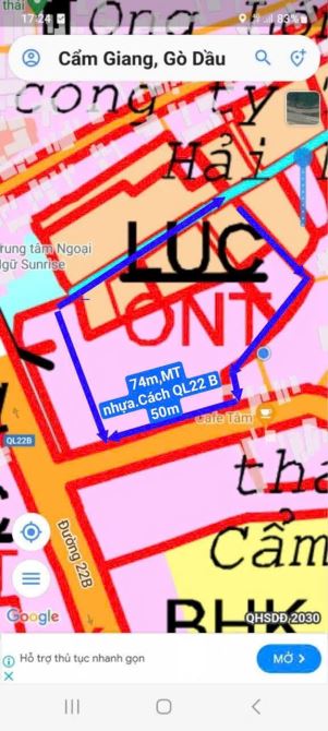 Bán 2,4 ha đất đường Quốc Lộ 22B xã Cẩm Giang Gò Dầu Tây Ninh, DT: 24000m2.