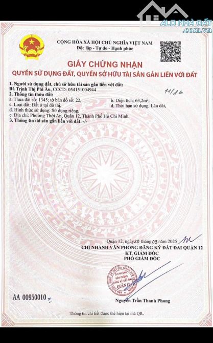 Bán đất khu phân lô nhà lầu, 3 lô 4x16m, Thới An 16. Q12 _ hệ XD 4.5_ giá 4ty300 - 1