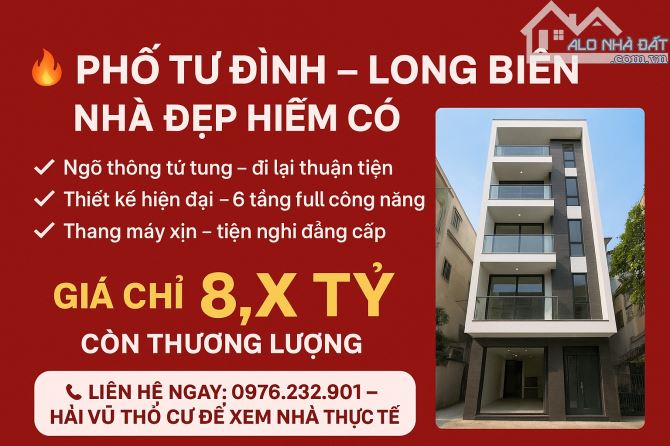 TRUNG TÂM PHỐ TƯ ĐÌNH - 6 TẦNG - THANG MÁY - NGÕ Ô TÔ TRÁNH THÔNG TỨ TUNG - 8,X TỶ - 1