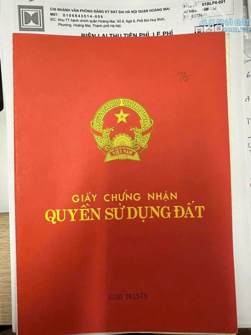 Mảnh đất thổ cư, sổ đỏ chính chủ ở đường Tam Trinh, Hoàng Mai - 1
