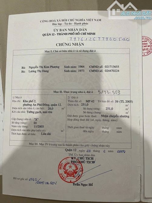 ĐẤT: HẺM  266/ VƯỜN LÀI SÁT GÒ VẤP, BÌNH THẠNH - 10.5❌24m - CHỈ 42 TRIỆU TL - 2